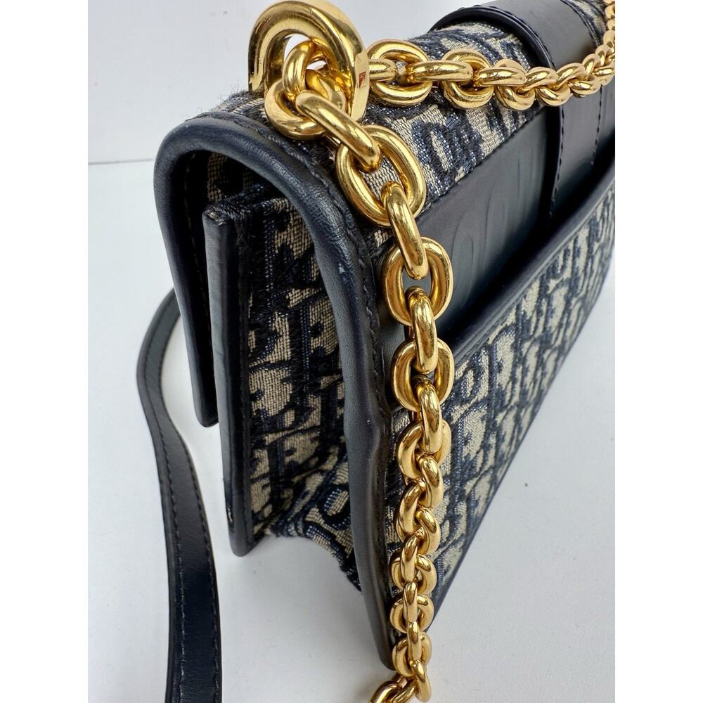 Christian Dior 30 Montaigne Chain Flap Bag Oblique Canvas East West - Picture 9 of 13